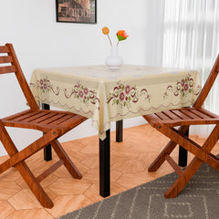 Heart Home Table Cover | PVC Dining Table Cover | Table Cloth | Center Table Cover | Table Cover for Kitchen Table | Alloy Table Cover for Hall Décor | 54 Inch | Cream