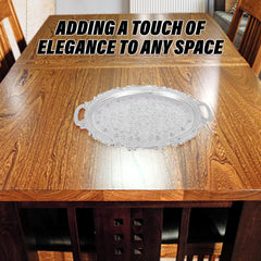 Heart Home Serving Tray | Serving Tray for Kitchen | Serving Tray for Guest | Serving Tray with Handles | Dining Table Tray | Serving Dish Tray | Serving Platter | Silver