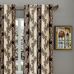 Heart Home Leaf Printed 7 Feet Door Curtain for Living Room, Bed Room, Kids Room with 8 Eyelet (Brown)-HS43HEARTH25597