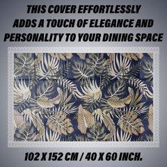 Heart Home Center Table Cover | PVC Table Cloth Cover | 4 Seater Table Cloth | Green Leaf Table Cover | Table Protector | Table Cover for Center Table | 40x60 Inch | CTC | Black