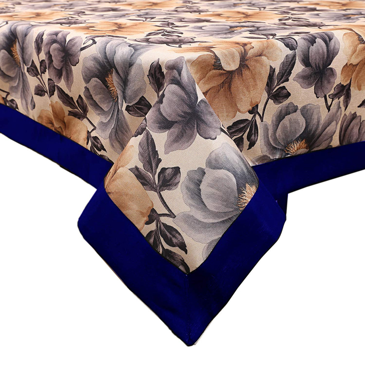 Kuber Industries Floral Cotton 4 Seater Centre Table Cover - Blue