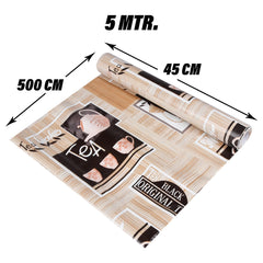 Kuber Industries Shelf Liner | Kitchen Cabinet Shelf Protector | Kitchen Liners for Cabinets and Drawers | Drawer Liner Mat | Kettle Design Shelf Liner Roll | Cabinet Mat | 5 MTR | Brown