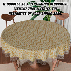 Heart Home Round Table Cover | Table Cloth for Round Tables | 4 Seater Round Table Cloth | Carry Round Kitchen Dining Tablecloth | Tabletop Cover | 60 Inch | Golden