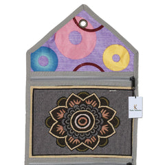 Kuber Industries Flower Design Cotton Wall Hanging Magazine Holder(Grey) - CTKTC034504