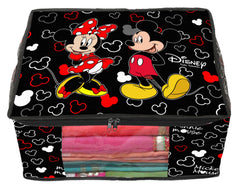 Kuber Industries Disney Mickey Print 12 Piece Non Woven Fabric Saree Cover Set with Transparent Window, Extra Large (Black) -HS_35_KUBMARTS18138