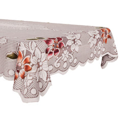 Heart Home Table Cover | Tabletop Cover | Table Cover | Table Linen Cover | Table Cloth Cover | Table Cover for Kitchen Table for Hall D�cor | Side Flower-Design | 45x70 Inch | Brown