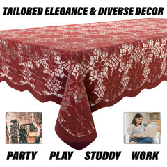 Heart Home Center Table Cover | Cotton Table Cloth Cover | 4-Seater Table Cloth | Plain Jasmin Flower Table Cover | Table Protector | Table Cover for Center Table | 40x60 Inch | Maroon