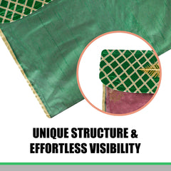 Heart Home Saree Cover | Clothes Storage Bag | Single Packing Saree with Velcro | Wardrobe Organizer | Cloth Stoarge Organizer | Check Jama Brooch-Design | Pack of 12 | Green