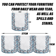 Heart Home Sofa Cover | 3+1 Seater Sofa Slip Cover Set | Blue Digital Leaf Sofa Cover | Velvet Couch Cover | Sofa Slipcover Set | Sofa Cover for Living Room | Gray