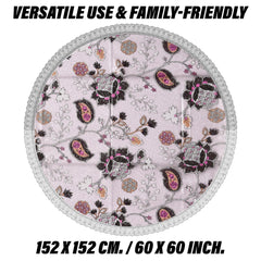 Heart Home Round Table Cover | PVC Table Cloth for Round Tables | 4 Seater Round Table Cloth | 3D Gulab Kitchen Dining Tablecloth | Tabletop Cover | 60 Inch | Black