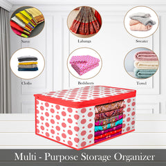 Heart Home Saree Cover & Blouse Cover Set | Saree & Blouse Organizer Combo Set | 2 Pieces Blouse & 2 Pieces Saree Cover Set | Zipper Closure | Dot-Design | Set of 4 | Red