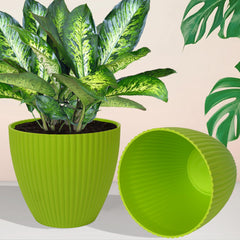 Heart Home Flower Pot | Flower Planter Pots for Indoor | Flower Pots for Outdoor | Pot for Garden & Balcony Flowering | Flower Plants Pot | Mega Flower Pot | 6 Inch | Pack of 2 | Green
