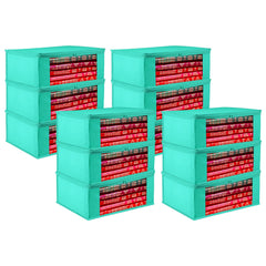 Heart Home Saree Cover | Clothes Storage Bag | Storage Organizer Bag | Zip Closure Saree Cover | Wardrobe Organizer | Plain Transparent Window Saree Cover | 6 Inch | Pack of 12 | Green