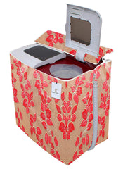 Kuber Industries Leaf Design PVC Top Load Semi Automatic Washing Machine Cover (Red) CTKTC33343