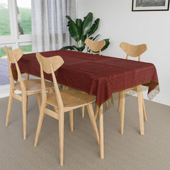 Kuber Industries Dining Table Cover | Kitchen Dining Tablecloth | 4 Seater Center Table Cover | Dining Table Cover for Hall Décor | Barik Check Kitchen Tablecloth | 45x70 | Maroon