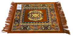 Kuber Industries Ctktc33951 Velvet Prayer Multipurpose Rectangular Rug Mat (2 Ft X 2 Ft, Gold and Red) - 2 Pieces