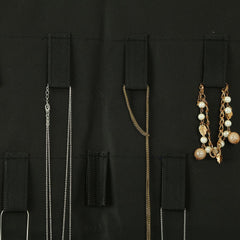 Kuber Industries Fabric 2 Pieces Double Sided Dress Style Hanging Organizer for Jewellery and Makeup Accessories Organizer (Black & Pink) -CTKTC034762