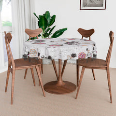 Heart Home Round Table Cover | PVC Table Cloth for Round Tables | 4 Seater Round Table Cloth | 3D Gulab Kitchen Dining Tablecloth | Tabletop Cover | 60 Inch | Black