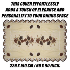 Heart Home Dining Table Cover | Flower Design Dining Table Cover | Shinning Net Dining Table Cover | Tablecloth for Dining Area | Home Decor | 60x90 | Cream