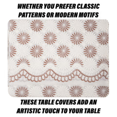 Heart Home Table Cover | Polyvinyl Dining Table Cloth Cover | Center Table Cover | Table Cover for Kitchen Table | Flower Maiva Table Cover for Hall Décor | 36x54 Inch | Brown