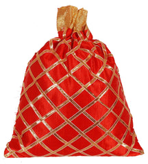 Kuber Industries Jute Potli Bags for Return Gifts with Drawstring|Pack of 6 (Red & Orange & Pink)