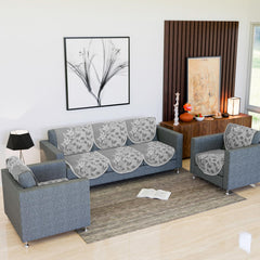 Heart Home Sofa Cover Set|5-Seater Couch Cover|Cotton Sofa Slip Cover Set|Sofa Slipcover Set|Sofa Cover for Living Room|S-22 Flower Sofa Cover Set| Brown