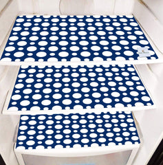 Kuber Industries Polka Dots Design 3 Pieces PVC Fridge Mats,2 Piece Handle Cover and 1 Piece Fridge Top Cover (Blue) CTKTC34065