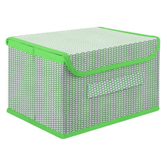 Heart Home Drawer Storage Box | Zig Zag Dhakkan Storage Box | Non-Woven Clothes Organizer For Toys | Storage Box with Handle | Medium | Green