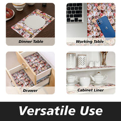 Heart Home Shelf Liner | Kitchen Cabinet Shelf Protector | Kitchen Liners for Cabinets and Drawers | Drawer Liner Mat | Gulab-Design Shelf Liner Roll | Cabinet Mat | 5 MTR | Pack of 2 | White