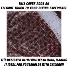 Heart Home Round Table Cover | PVC Table Cloth for Round Tables | 4 Seater Round Table Cloth | Self Star Kitchen Dining Tablecloth | Tabletop Cover | 60 Inch | Brown