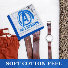 Heart Home Marvel Mjollnir Handkerchiefs | Cotton Handkerchiefs for Boys | Handkerchiefs for Girls | Rumal for Boys & Girls | Hankies for Gifting | Pack of 6 | Blue & White