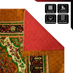 Heart Home Carpet|Velvet Carpet-Rug for Home Décor|Carpet Rug for Bedroom|Printed Carpet for Living Room|Prayer-Yoga Mat|Carpet for Hall|6.5x7.5 Ft|Golden