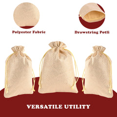 Heart Home Potli | Zari Wedding Potli | Drawstring Closure Potli | Wallet Potli | Christmas Gift Potli | Baby Shower Potli | Traditional Shagun Potli | 7x9 Inch | Medium | Pack of 4 | Golden