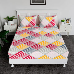 Heart Home Double Bedsheet | Bedsheet for Double Bed | Double Bedsheet with 2 Pillow Covers | Cotton Double Bed Sheet Set | New Zig Zag Bedsheet | 90x100 | White