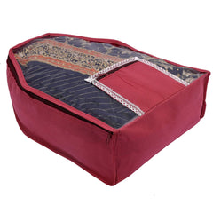 Kuber Industries Non Woven 6 Pieces Saree Cover/Cloth Wardrobe Organizer and 6 Pieces Blouse Cover Combo Set (Maroon)
