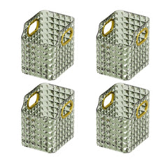 Kuber Industries Pack of 4 Makeup Desk Organizer | Diamond Cut Glass Finishing ABS | Multipurpose Cosmetic Organiser | large capacity | Skin Care Products Holder for Dressing Table | Dark Green