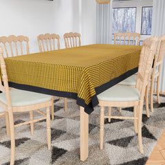Heart Home Dining Table Cover | Cotton Table Cloth Cover | 8 Seater Table Cloth | Barik Check Table Cover | Table Protector | Table Cover for Dining Table | 60x108 Inch | DTC | Yellow