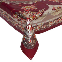 Kuber Industries Center Table Cover|Luxurious Designer Flower Pattern PVC Tablecloth|Slip Resistant Protector Table Top Cover, 40x60 Inch (Maroon)
