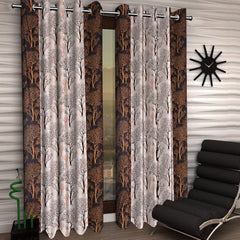 Kuber Industries Tree Design 1 Piece Polyester Eyelet Door Curtain 7 Feet (Brown)-CTKTC14171