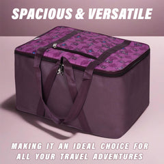 Heart Home Storage Bag | Clothes Storage Attachi Bag | Underbed Storage Bag | Zipper Storage Bag | Wardrobe Organizer with Handle | Travel Attachi Bag | Flower Check | Large | Purple