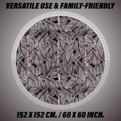 Heart Home Round Table Cover | PVC Table Cloth for Round Tables | 4 Seater Round Table Cloth | Transparent Leaf Kitchen Dining Tablecloth | Tabletop Cover | 60 Inch | Black