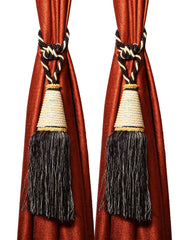 Kuber Industries Beads Beautiful Design Polyester 2 Pieces Curtain Tie Back Tassel Set (Brown) CTKTC33549