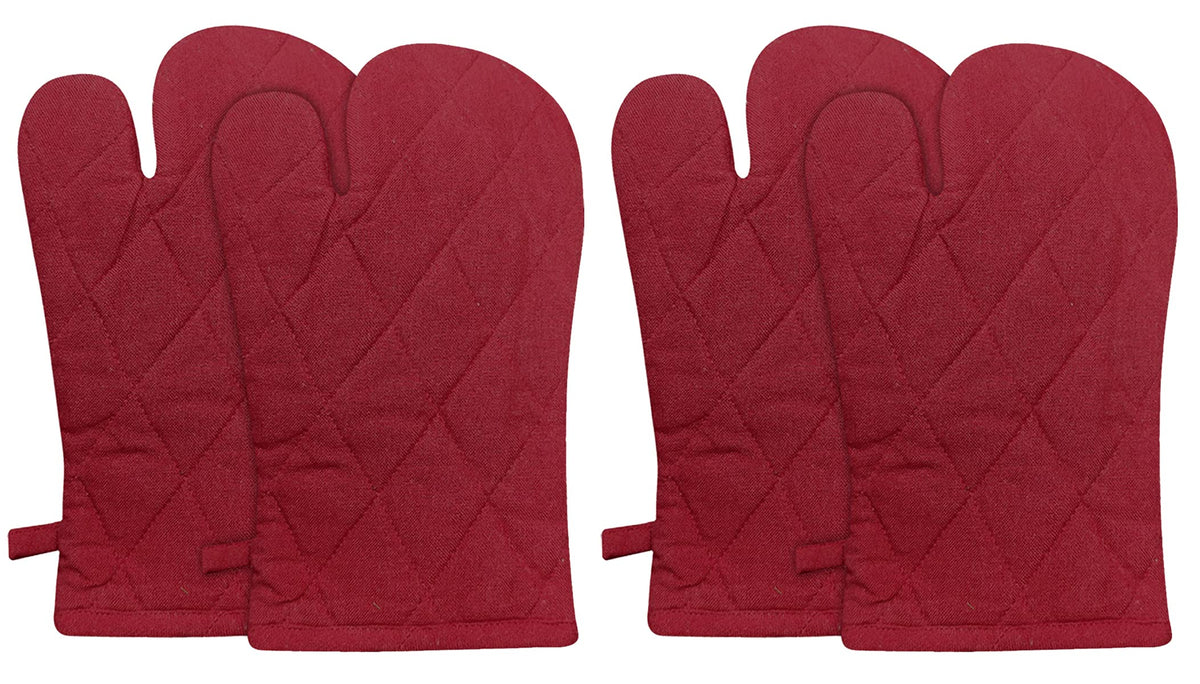 Kuber Industries Cotton Microwave Oven Gloves, Set of 4 (Maroon)-HS40KUBMART23982