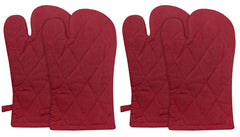 Kuber Industries Cotton Microwave Oven Gloves, Set of 4 (Maroon)-HS40KUBMART23982