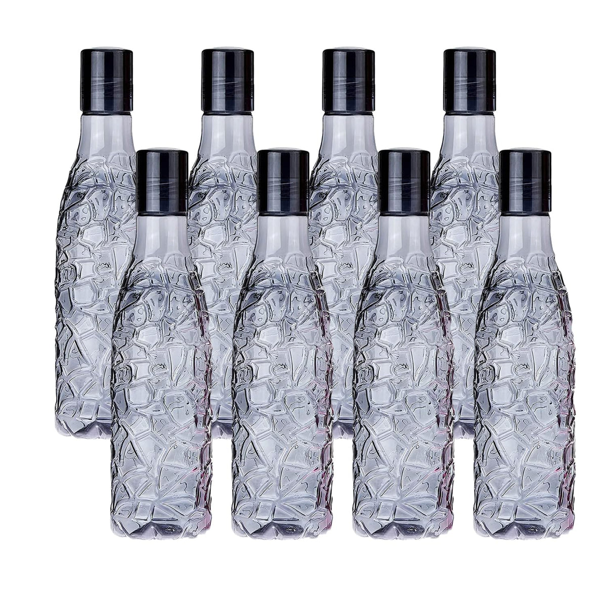 Kuber Industries BPA-Free Plastic Water Bottle|Leak Proof, Firm Grip, 100% Food Grade Plastic Bottles|For Home, Office, & Gym|Unbreakable, Freezer Proof, Fridge Water Bottle|Set Of 4|Black (Pack Of 2)