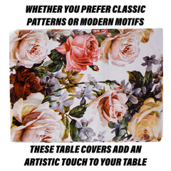 Heart Home Dining Table Cover | PVC Table Cloth Cover | 6 Seater Table Cloth | Self Leaf Table Cover | Table Protector | Table Cover for Dining Table | 60x90 Inch | DTC | White