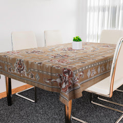 Heart Home Dining Table Cover | PVC Table Cloth Cover | 6 Seater Table Cloth | Table Protector | Table Cover for Dining Table | Passion Flower | 60x90 Inch | DTC | Brown