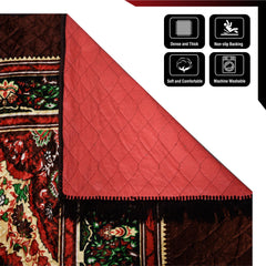 Heart Home Carpet|Velvet Carpet-Rug for Home Décor|Carpet Rug for Bedroom|Printed Carpet for Living Room|Prayer-Yoga Mat|Carpet for Hall|6.5x7.5 Ft|Brown