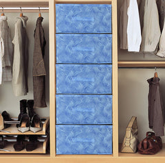 Kuber Industries Laheriya Print Non Woven Fabric 5-Replacement Drawer Storage And Cloth Organizer Unit For Closet (Blue)-Kubmart15992, Clothing