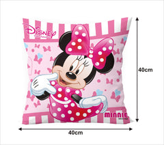 Kuber Industries Disney Printed Microfiber Filled Floor Cushion, Decorative Throw Pillow, Home Decor Pillow, Sofa/Bed Cushion,16"x16"(Blue & Pink & Cream)-Pack of 3-KUBMART15898, Standard